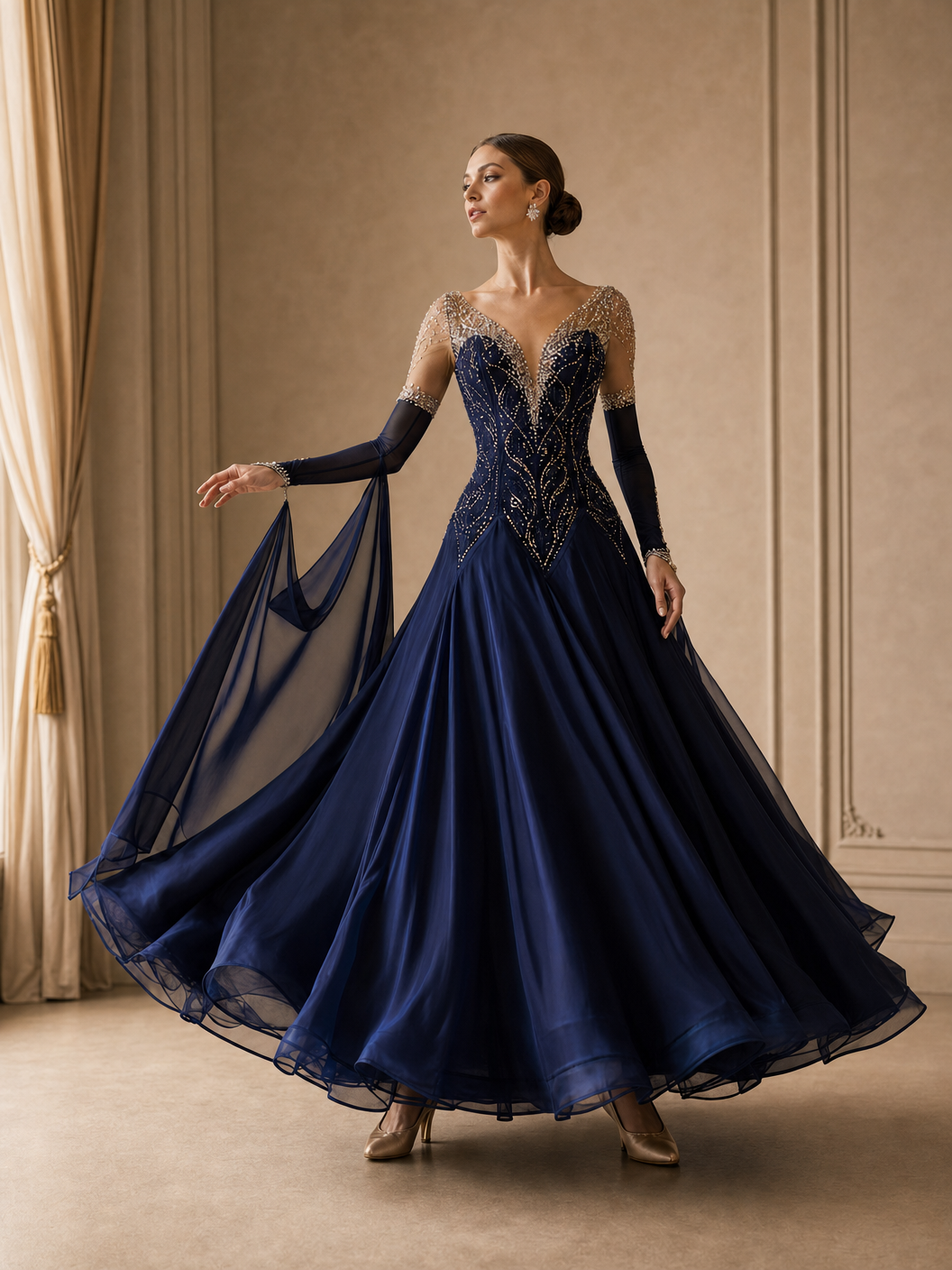 ballroom dress blue Seraphine Cobalt Glide Ballroom Dress | Custom Ballroom Dress